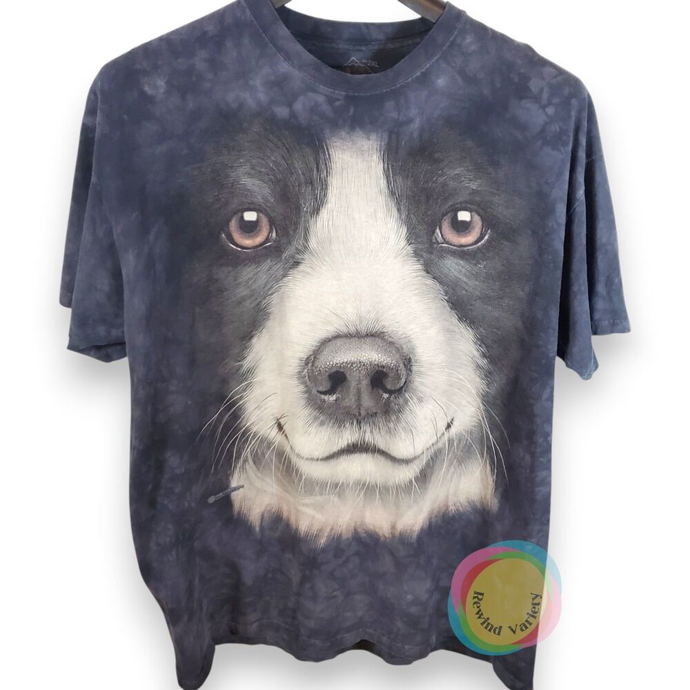 The Mountain 2XL Border Collie Dog Face Tie Dye T-Shirt